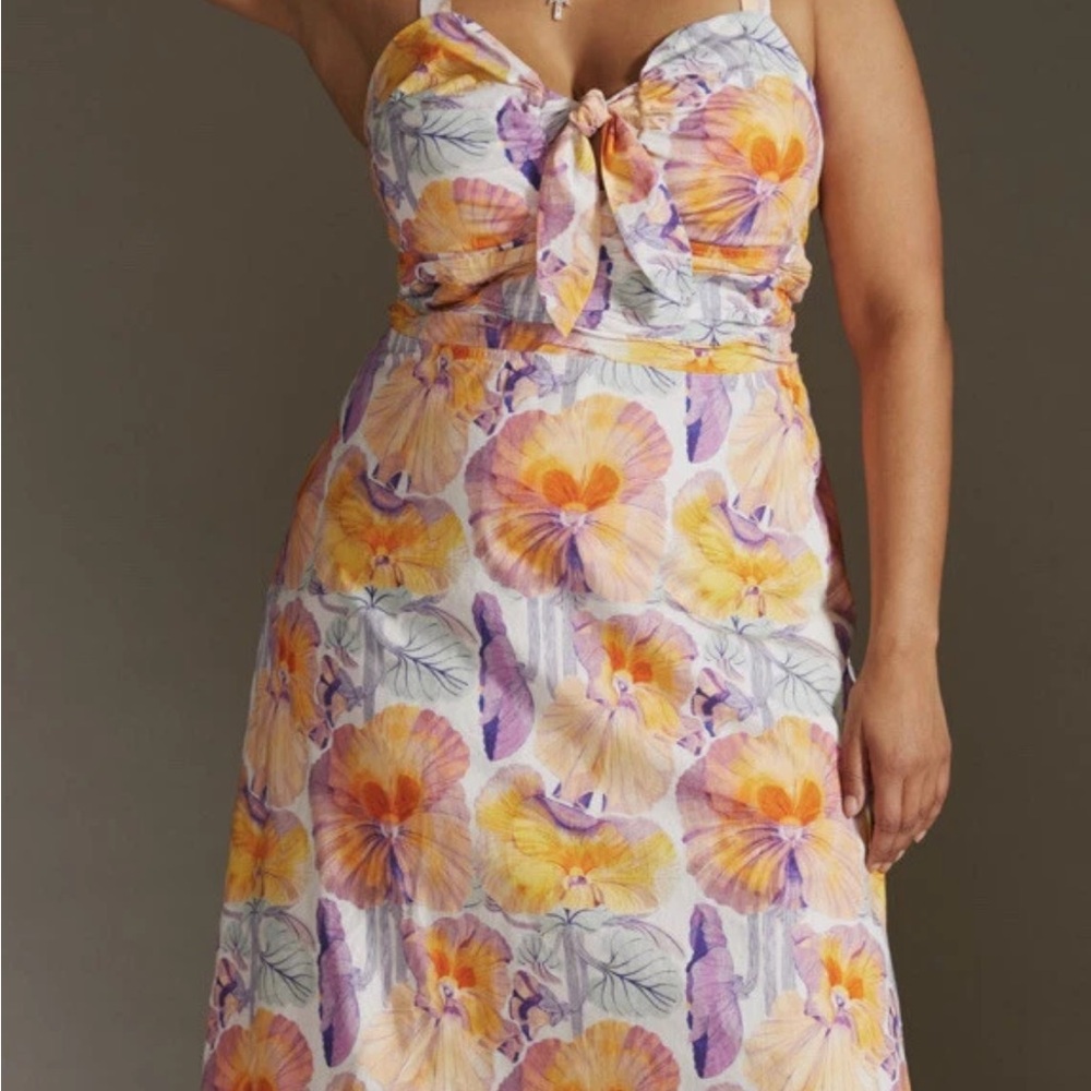 Anthropologie x Cecilia Pettersson! Tie Front Floral Midi Dress NWT!